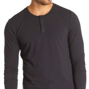 Cuts Clothing Long Sleeve Curve-Hem Henley (size L), Color Charcoal/Grey